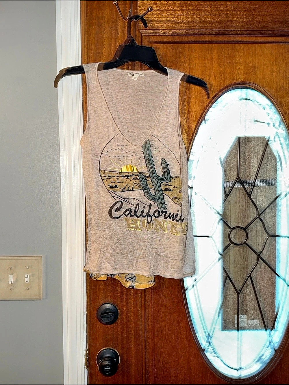 about a girl California Honey Cactus Tank Top Paisley Brown & Yellow Small